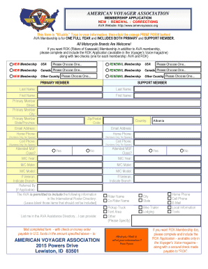 MEMBERSHIP APPLICATION NEW RENEWAL CORRECTIONS AVA - amervoyassoc