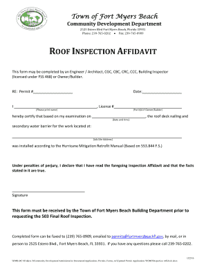 Roof Inspection Affidavit