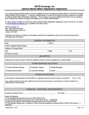 BATS Exchange Inc Options Market Maker Registration