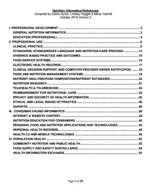 nutrition informatics references dietitians analysis software