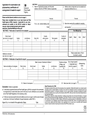 BApplicationb for examination and phytosanitary certification bb - Govuk