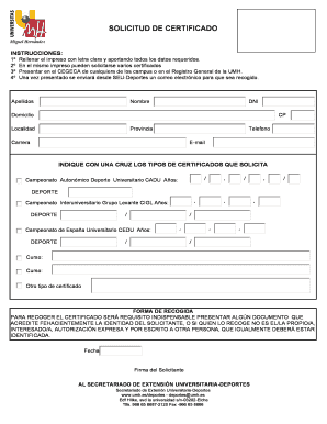 SOLICITUD DE CERTIFICADO - veumhes