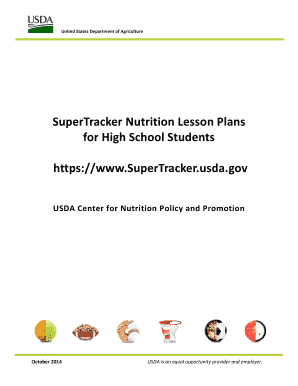 United States Department of Agriculture SuperTracker Nutrition Lesson Plans for High School Students https://www