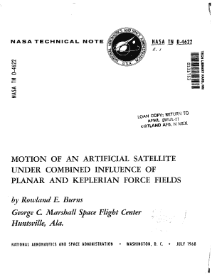 Motion of an artificial satellite under combined influence of planar and keplerian force fields Doc Name - ntrs nasa