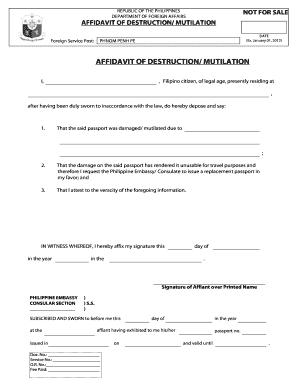 Affidavit of Destruction/Mutilation