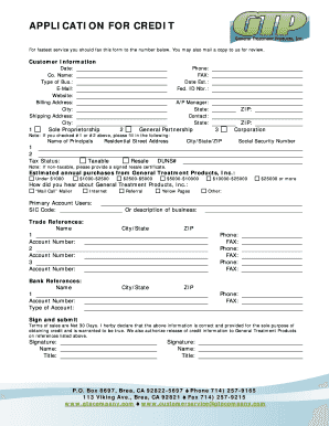 Application for Credit