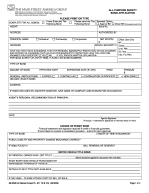 All-purpose surety bond bapplicationb please print or type