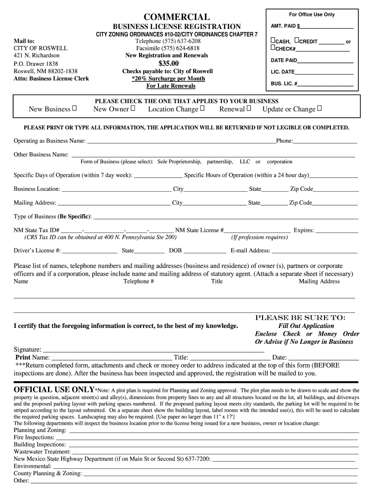 Fillable Online roswellnm Zoning ordinance City of Roswell New Mexico Fax Email Print pdfFiller