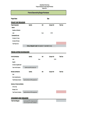 Nys food stamp budget sheet - Friends Stewardship Budget Worksheet - DNR - Wisconsin