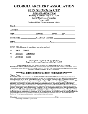 Scromble - GEORGIA ARCHERY ASSOCIATION 2015 GEORGIA CUP REGISTRATION FORM Saturday &amp - gaarchery