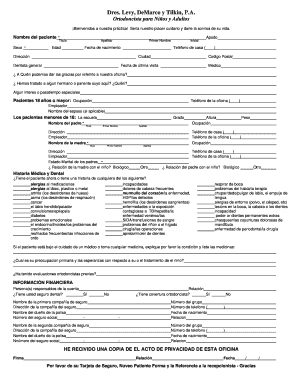 New Patient Examination Form-Spanish
