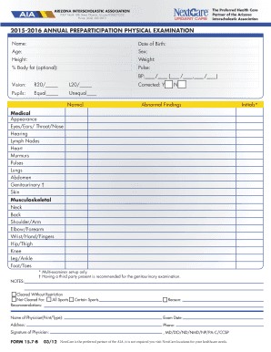 annual physical forms