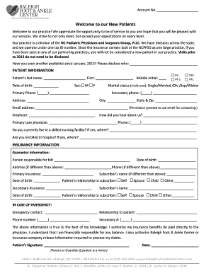 Fillable Online Welcome to our New Patients Welcome to our practice Fax ...