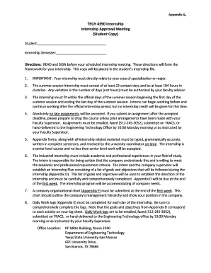 TECH 4390 Internship Internship Approval Meeting Student