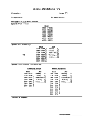 Employee Work Schedule Form - veterans arkansas