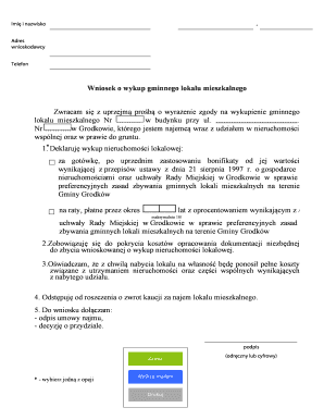 Wniosek o wykup gminnego lokalu mieszkalnego Zwracam si? z ...