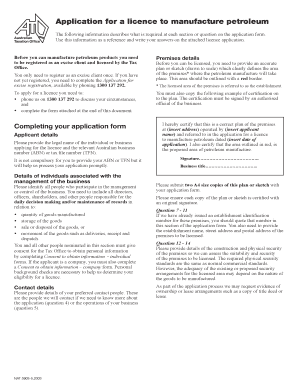 ATO Application for a licence to manufacture petroleum form
