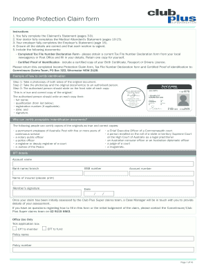 Income Protection Claim form - Club Plus Superannuation