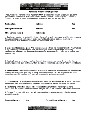 Agreement affidavit format - Mentorship Memorandum of Agreement Mentee039s Name - ctrin unlv