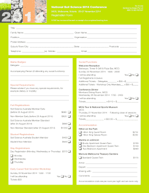 National Soil Science 2014 Conference Tax Invoice
