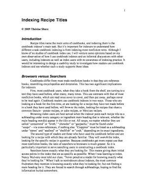 Indexing Recipe Titles