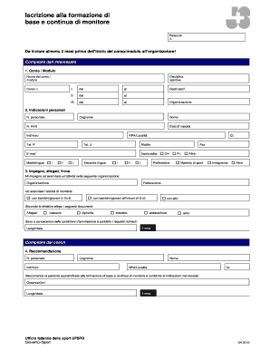 Iscrizione alla formazione di base e continua di monitore