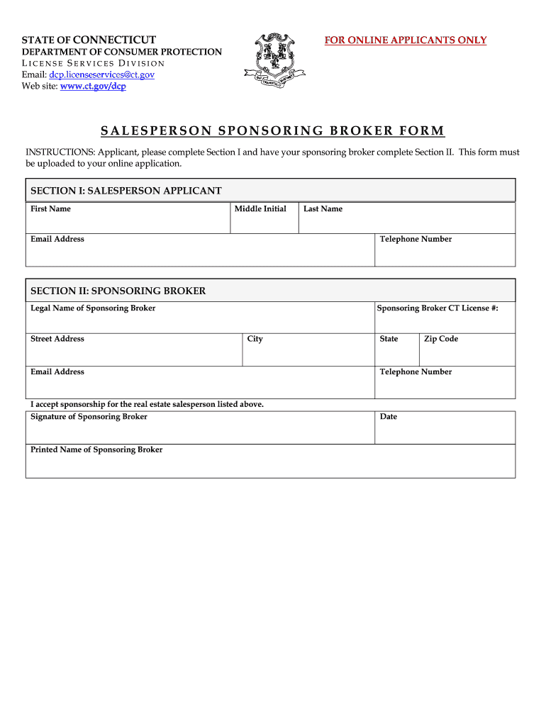 ct broker form Preview on Page 1