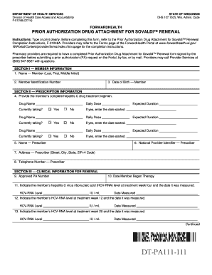 Prior Authorization Drug Attachment for Sovaldi™ Renewal