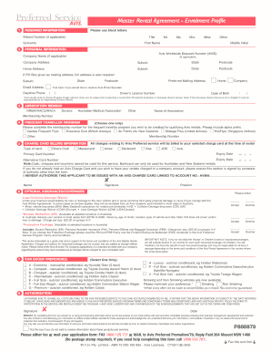 Fillable Online Master Rental Agreement - Enrolment Profile Fax Email ...
