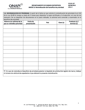 Dominican Republic Priority Claim Form