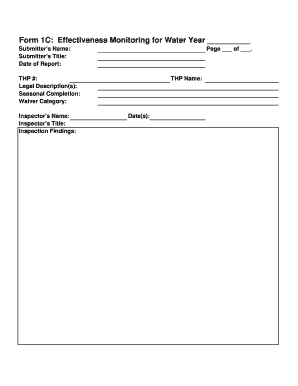 Form 1C Effectiveness Monitoring for Water Year