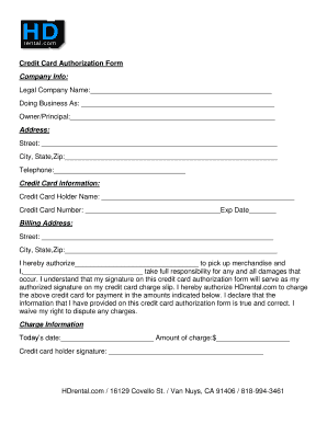 Credit Card Authorization Form
