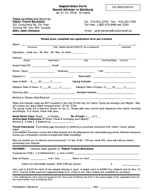 Registration Form DK 0020160121 Sound Advice in Salzburg