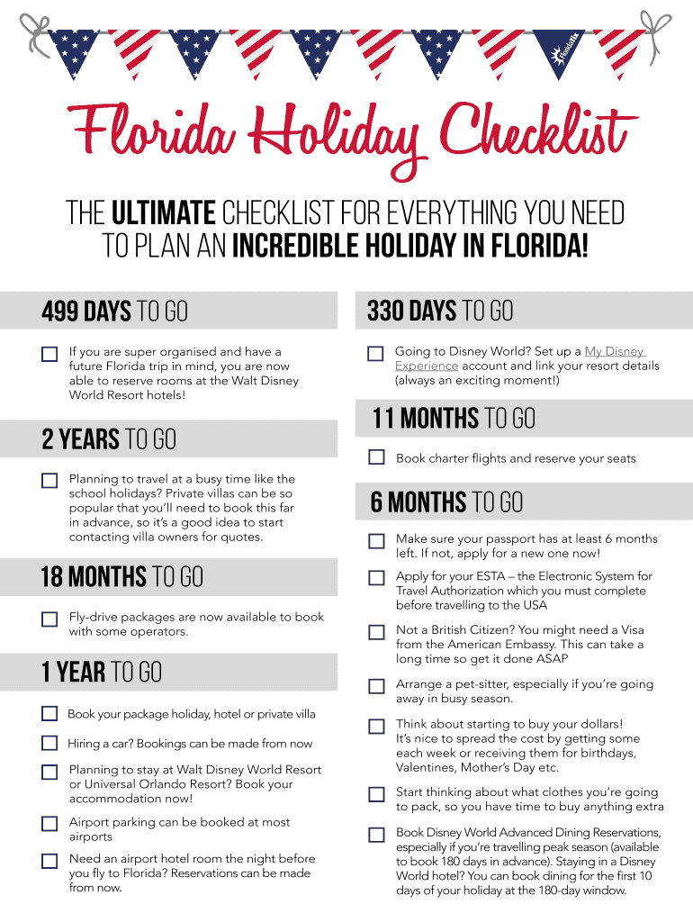 Fillable Online Florida Holiday Checklist Fax Email Print - pdfFiller