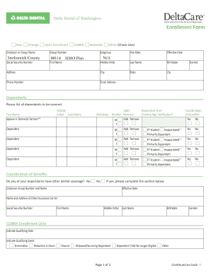 Fillable Online Delta Dental of WA Delta Care Enrollment Form Fax Email ...