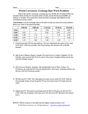 Program survey template - world currencies exchange rate word problems