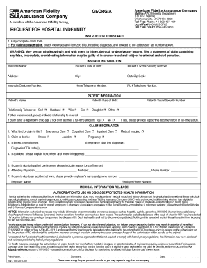 REQUEST FOR HOSPITAL INDEMNITy bGEORGIAb - American Fidelity