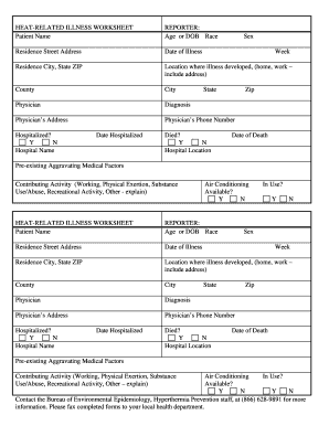 Heat-related illness worksheet - Clay County Public Health Center