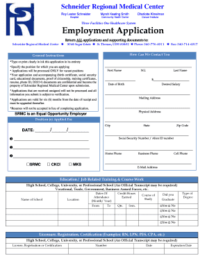 Fillable Online rlshospital Employment Application - Roy Lester ...
