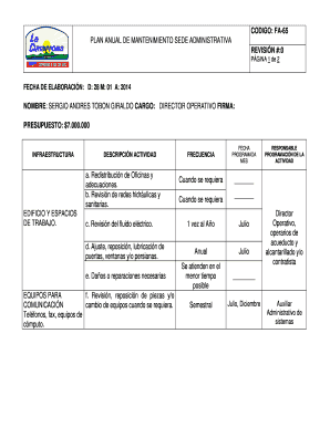 PLAN ANUAL DE MANTENIMIENTO SEDE ADMINISTRATIVA - lacimarronaesp gov