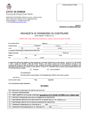Fillable online comune stresa vb richiesta permesso di costruire ... Permesso online