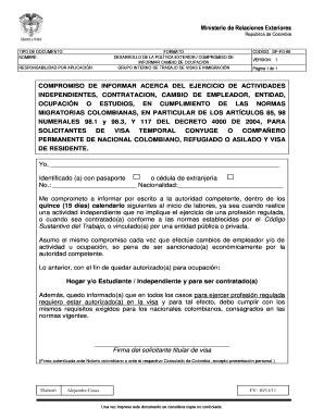 COMPROMISO DE INFORMAR ACERCA DEL EJERCICIO DE ACTIVIDADES