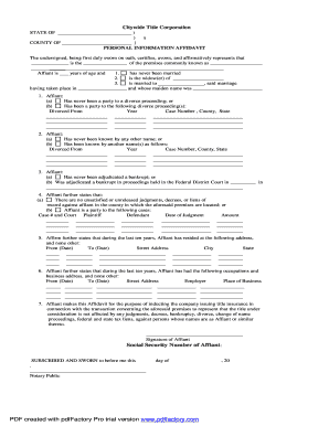 personal information affidavit