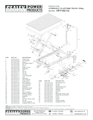 PARTS FOR HYDRAULIC PLATFORM TRUCK 150kg MODEL HPT150 - toolstop co
