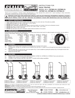 INSTruCTIONS FOr SACK TRUCKS CST983V2 CST986V2 CST987 - toolstop co