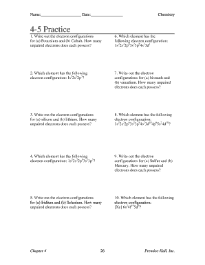 Electronic configuration pdf - Name: Date: Chemistry 45 Practice 1