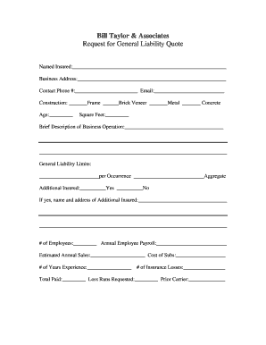 General Liability Quote - Bill Taylor & Associates Integrity Insurance ...