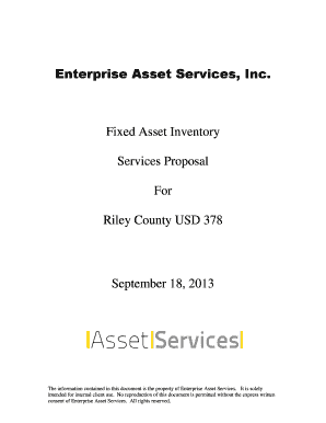 Asset form template - Fixed Asset Inventory ProposalRiley County USD 378 - usd378