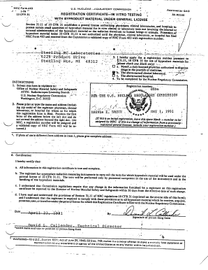 Registration Certificate for In-Vitro Testing for Sterling MC Laboratories