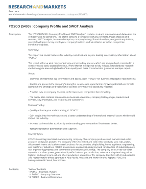 POSCO b5490b Company Profile and SWOT Analysis